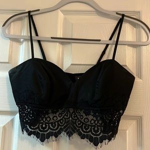 black lace cropped top
